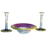 Heisey Crystal Bowl and Matching Candleholders