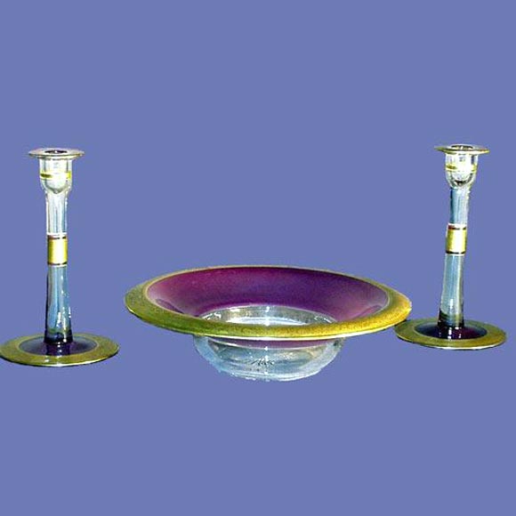 Heisey Crystal Bowl and Matching Candleholders