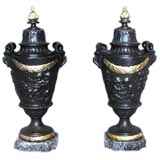Pair of French 19th century patinated bronze cassoulettes