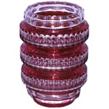 Val St. Lambert ruby and clear cut-crystal vase
