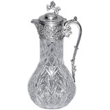 19th century silvered cut crystal carafe