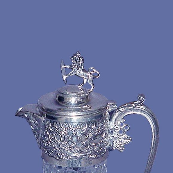 19th century silvered cut crystal carafe