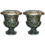 Pair of French 19th century mica marble urns.