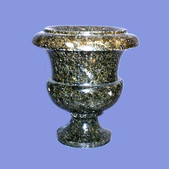 Pair of French 19th century mica marble urns.<br />
FOR MORE INFORMATION, PLEASE VISIT WWW.CONNOISSEURANTIQUES.COM