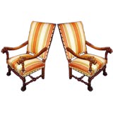 Pair of French 19th century walnut armchairs