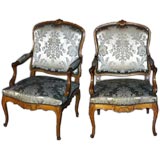 Vintage Pair of French 19th century Louis XV style upholstered armchairs