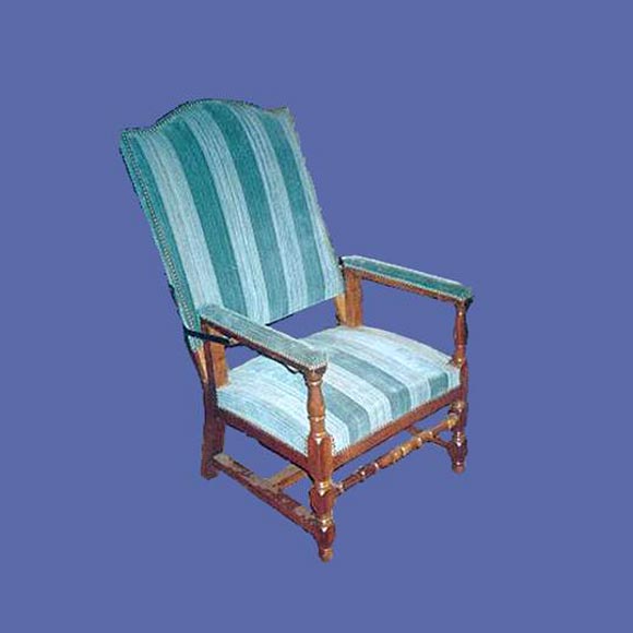 Pair of French 19th century walnut Louis XIV reclining armchairs