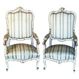 Pair of 19th century Venetian carved and painted armchairs
