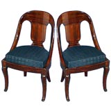 Set of 8-French 19th century Empire flame mahogany dining chairs