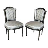 Vintage Pair of 19th century upholstered side chairs
