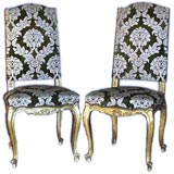 Vintage Set of four-French  carved and gilt upholstered side chairs.