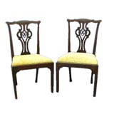 Pair of English 18th century Chippendale mahogany side chairs