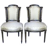 Vintage Pair of French 19th century upholstered side chairs