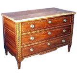 Exceptional French 18th century inlaid walnut three-drawer chest