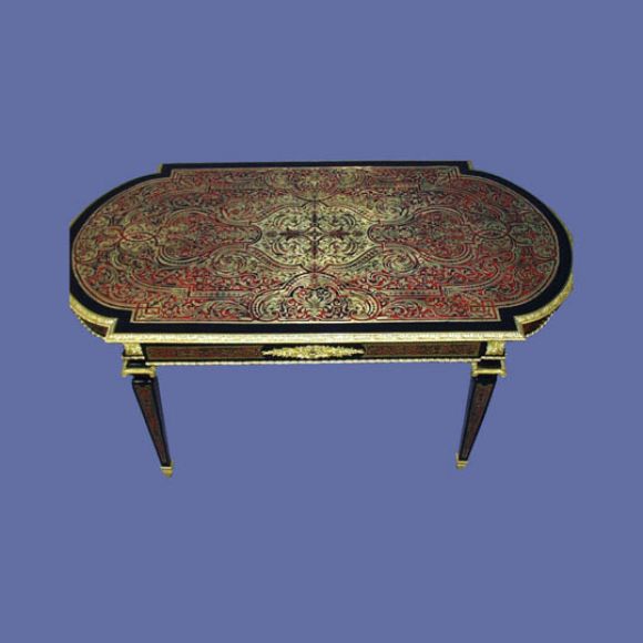 French 19th century boule and red tortoise table