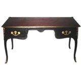 Antique French black lacquered two-drawer bureau plat