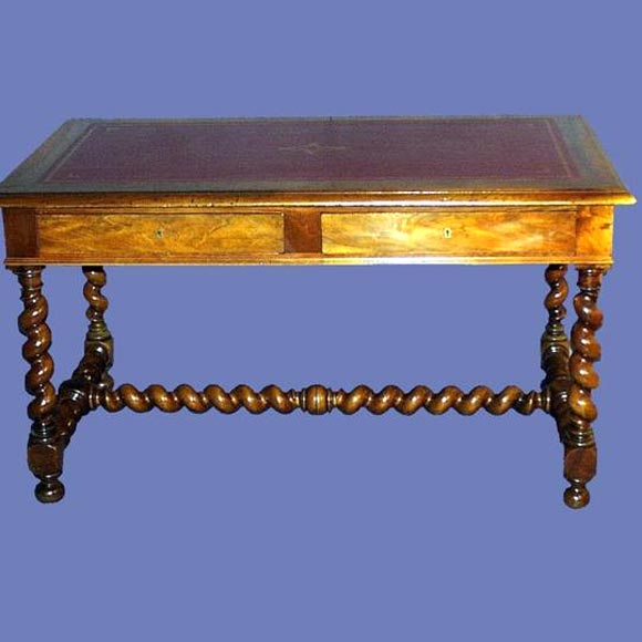 French 19th century walnut writing table