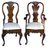Set of 8-English Queen Anne style figured walnut dining chairs