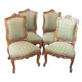 Set of four-Italian 18th century fruitwood side chairs