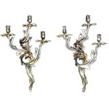 Pair of large French 19th century Louis XV 5-light sconces