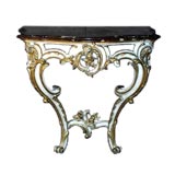 Antique Italian 19th Century Carved, Painted And Gilt Console