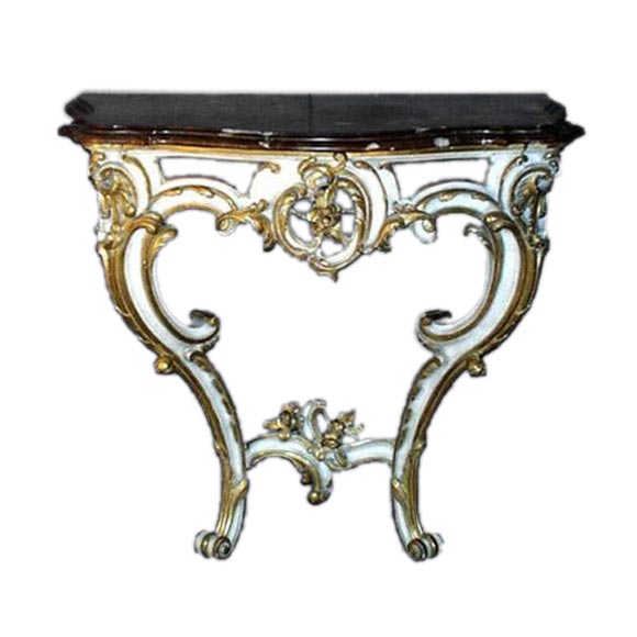 Italian 19th Century Carved, Painted And Gilt Console For Sale