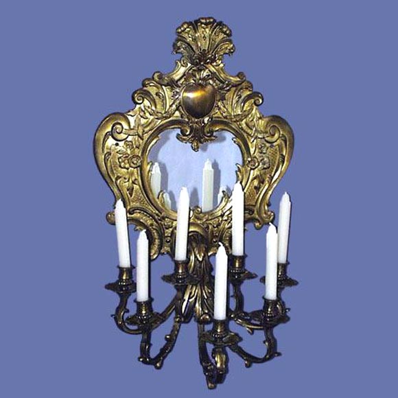 Pair of French 19th century bronze 7-light sconces