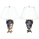 Pair of exceptional 19th century Egyptian revival lamps