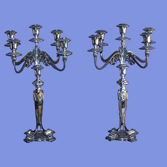 Pair of German silver candelabrum, stamped, "WMF."