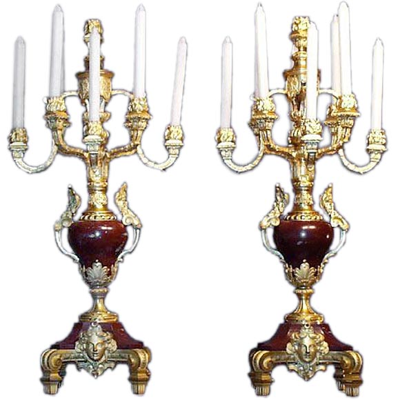 Pair of large French 19th century candelabrums For Sale