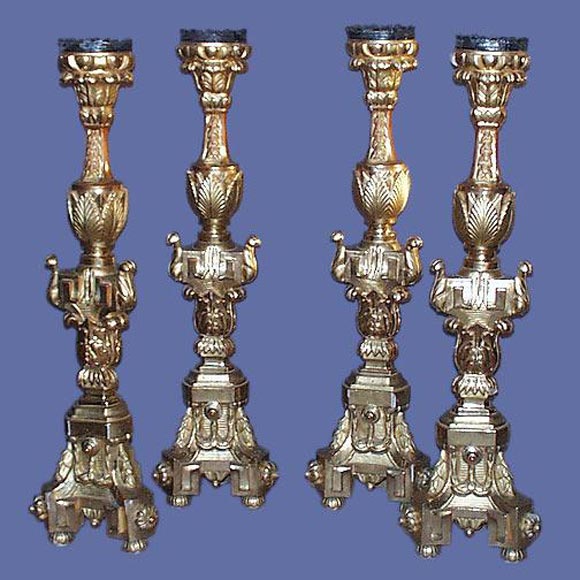 Set of 4 Large Italian Water gilt torchieres c. 1840