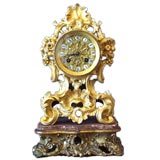Very fine 19th century French bronze dore clock on stand