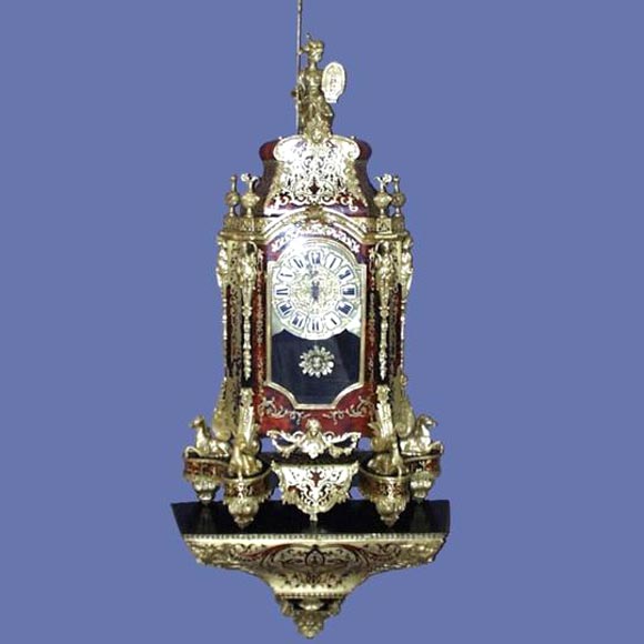 Large French 19th century boule and red tortoise clock