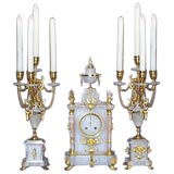 French 19th century onyx garniture clock se French 19th century onyx garniture clock se