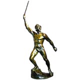Large 19th century bronze of a man holding a raised sword