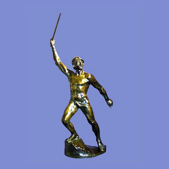 Large 19th century bronze of a man holding a raised sword