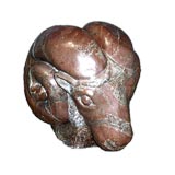 Antique Large carved veined marble figure of a rams' head.
