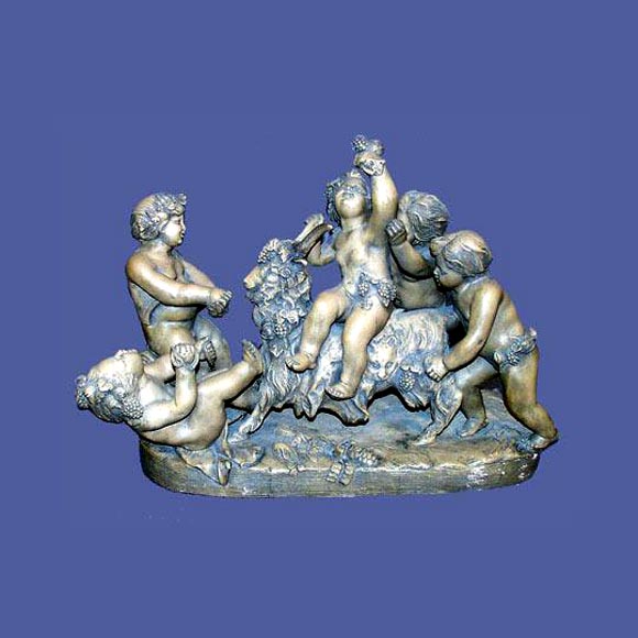 French 19th century terra cotta of 5-cherubs