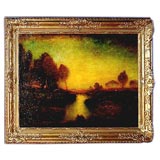 Fine American framed landscape oi