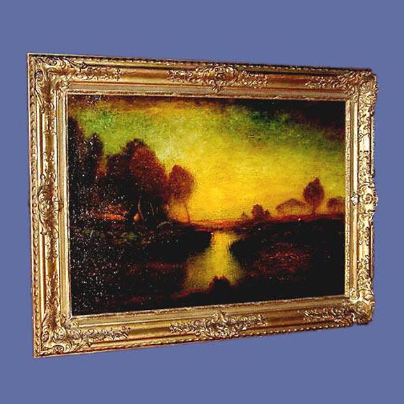 Fine American framed landscape oi