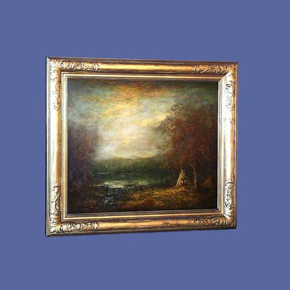 Fine American framed scenic oil, signed