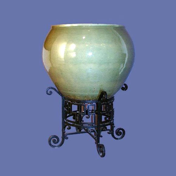 Large 19th century crackled celedon porcelain jardinière