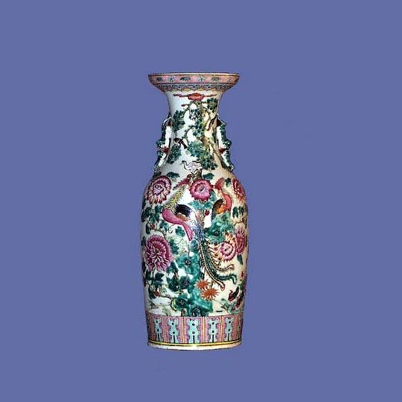 Oriental 19th century hand-painted porcelain vase