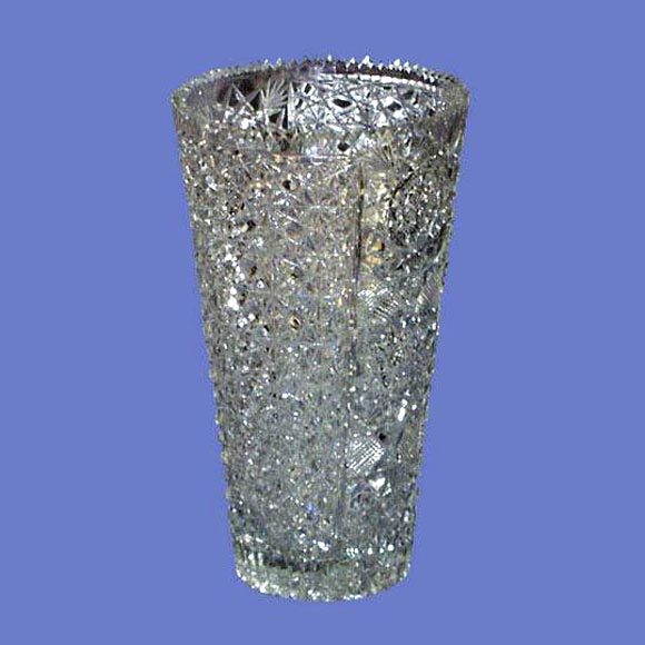 Signed cut-crystal vase.