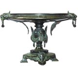 An exceptional bronze tazza, circa 1863, signed, " E. Picault."