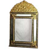 French 19th century dore brass repousse mirror