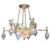 Large pair of French 19th Century bronze dore chandeliers