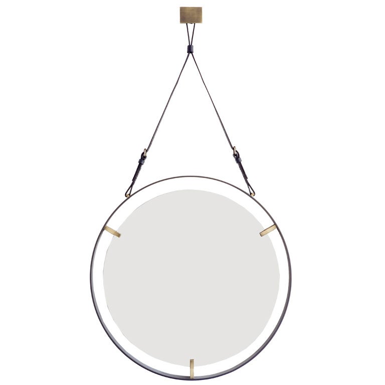 FLATBAR Round Mirror by William Emmerson For Sale