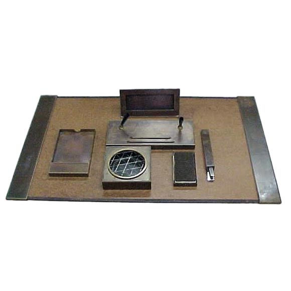 7 Piece Bronze Silvercrest Desk Set at 1stDibs
