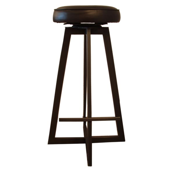 French Leather and Metal Bar Stool Replica at 1stDibs
